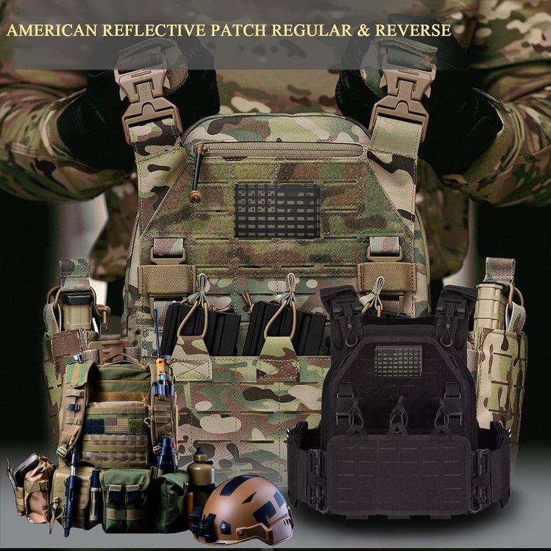 MWOOT 2PCS America American Flag Patches IR Infrared Reflective Patch Laser Cut Patch Regular and Reverse Hook and Loop(3x2 Inch Desert Night Camo) - Image 2